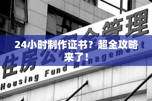 上栗24小时制作证书？超全攻略来了！